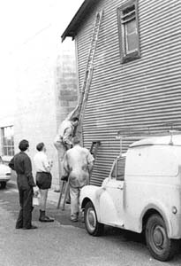 B&W picture: Work begins on conversion to the AMRA NSW clubrooms.