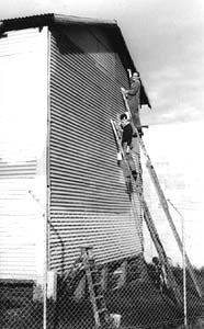 B&W picture: Work begins on conversion to the AMRA NSW clubrooms.